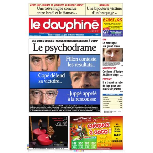 Dauphine Libere du  22 novembre 2012 page 1.JPG